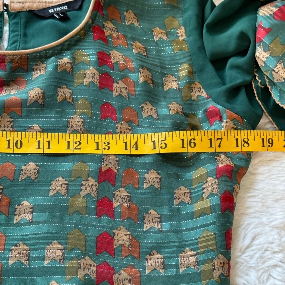 Le Reve All-Over Printed Flared Long Tunic Kurti Size Large - Picture 9 of 11